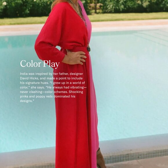 Tuckernuck India Hicks Scarlet Medium Hot Pink Madame G Colorblock Caftan - Picture 5 of 8